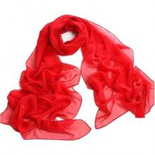 ™   Fashionable Soft Chiffon Scarfhalloween - Solid / Red - View 1
