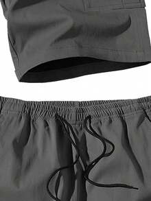 加大码男士休闲工装短裤，宽松户外运动裤，夏季款 - 灰色 - 查看 4