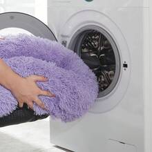 WESTERN HOME  Dog & Bed, Anti-Anxiety Donut Cuddler Warming Cozy Soft Round Bed, Fluffy Faux Fur Plush Cushion Bed Small Medium Dogs And Cats (20/24/27/30) - 紫色 - 查看 6