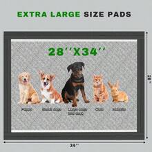 Charcoal Puppy Pads 28x34 Inches Extra Large Dog Pee Pads OdorControl LeakProof Disposable Pet Training Black New EdgeWrapping Thicken Potty Pad For Dogs Cats Rabbits 30 Pieces - 特大號28吋x34吋-30個 - 查看 4