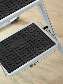 Scaletta a 2 Gradini, Scala Pieghevole, Gradini di 20 cm Coperti con Gomma Antiscivolo, con Manico, Capacità di Carico di 150 kg, in Acciaio,Bianco - Bianco - Visualizzare 3