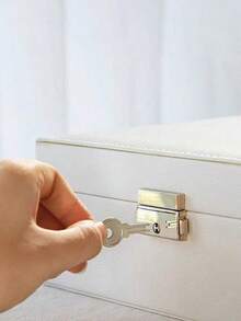 Double Layer Large Capacity Jewelry Box, PU Leather Jewelry Storage Box, Home Jewelry Storage Box, Jewelry Display Box, Solid Color Rectangular Jewelry Storage Box, Dressing Table Jewelry Storage Box, Stackable Storage Box, Keychain Jewelry Box With Removable Tray, Multifunctional Storage For Earrings, Bracelets, Rings, Necklaces, Bedroom Storage Essentials, Back To School Season Essentials, Mom Gifts, Birthday Gifts, Holiday Gifts