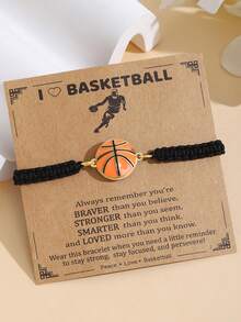 1 chiếc vòng tay thủ công có thể điều chỉnh, chủ đề thể thao (bóng rổ/bóng đá), thích hợp cho bé trai đeo hàng ngày; kèm theo thiệp động viên, món quà tuyệt vời dành cho những người bạn dũng cảm. - 1 vòng tay thắt nút bóng rổ - Xem 8