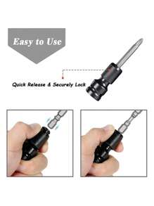 1件/2件/3件装电动扳手适配器，1/2圈电动扳手钻夹头转换头盖，带六角头和1/4扩孔钻头转换头，可牢固连接工具，是机械师、工程师和木匠的理想之选。工具转换适配器 | 纹理握把设计 | 坚固耐用 - 黑色 - 查看 8