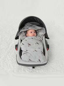 1pc Baby Cotton + Fleece Swaddle Blanket, Stroller Cover, Car Seat Wrap, Warm Infant Carrier Blanket For Autumn/Winter