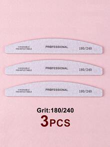3/5/10支装灰色专业新月形指甲锉，双面修甲工具，80/80、100/100、100/180、180/240目砂纸 - 淺灰色 - 查看 11