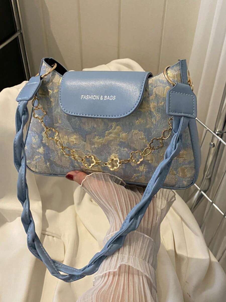 Túi đeo vai màu tương phản thời trang dành cho nữ - Màu xanh lam - Xem 1