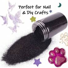 Metallic Ultra Fine Glitter, 7.41Oz/210G Resin Glitter Powder Sequins Flakes, 1/128" Holographic Iridesnt Glitter For Resin Tumblers Art Crafts, Hair Fa Body Nail Glitter(Black) - 黑色 - 查看 2