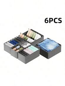 12 件装抽屉整理器、梳妆台内衣抽屉整理器、可折叠布艺衣柜整理器、储物抽屉隔板、宿舍必需品衣服、袜子、毛巾、领带浅灰色 - 灰色 - 查看 13