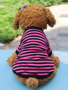 Striped Short Sleeve Pet Outerwear For Pomeranian & Bichon Frise Dogs