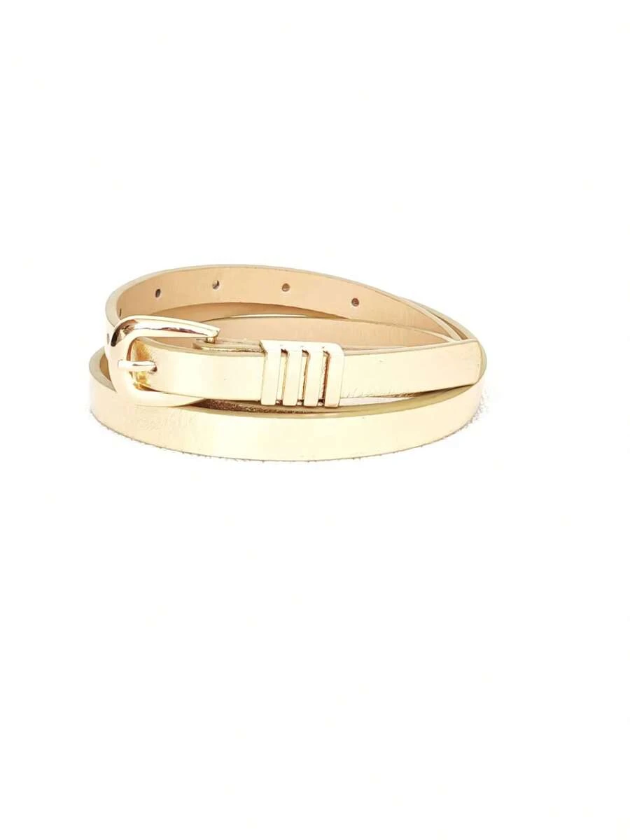 KIT New Imported Women's Thin Belt With Gold Buckle - 金色 - 查看 1