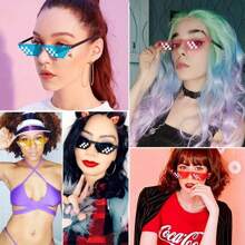 Set de 2 gafas con diseño de píxeles, gafas de mosaico de píxeles de 8 bits multicolor para gamers, accesorios de foto para adultos y jóvenes