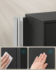 Armoire de Garage à 5 Étagères avec 4 Portes, Armoire de Bureau, 40 x 80 x 180 cm, 2 Serrures, Étagères Réglables, en Métal, Noir d'Encre - Noir - Voir 4