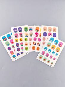 6 Sheets(108pcs) Package Flower Pattern Kawaii Bow Design Cartoon Nail Art Stickers, Pink Rabbit Kids' Nail Sticker For Children's Nail Decoration/ Children Gifts