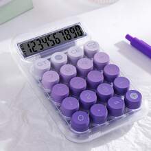 1 pieza Calculadora de botones grandes de 10 dígitos con degradado de color, carcasa transparente estética, kawaii para padres, rosa, colores degradados básicos, 14,5 cm