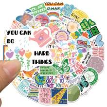 50Pcs Colorful Watercolor Mental Health Stickers Mental Health Awareness Items Inspirational Stickers Mental Health Gifts Vinyl Waterproof Stickers For Water Bottle,Computer,Laptop,Phone,Luggage,Notebook,Fridge