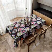 1 件骷髅图案印花桌布 - 万圣节、万圣节礼物、万圣节装饰、100% 涤纶、矩形、编织、适合家庭厨房餐厅、派对晚宴、野餐、约会、婚礼、主题派对、室内和室外使用 - 彩色 - 查看 7