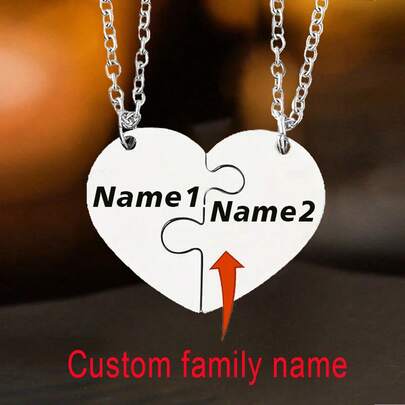 2pcs Personalized Engraved Name Necklace, Suitable For Mom & Daughter, Mom & Son, Dad & Daughter, Dad & Son, Eternal Family Giftback To School Winter Gift Ideas Boy Girl Valentine's Day,Multi-Functional,Ornamental,Letter,Stylish,Vintage,Adorable,Cute,Custom,Personalised,Unique,Customized,Ideal Gifts For Him,Ideal Gifts For Her,Son,Daughter