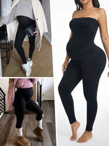 孕妇托腹连体衣，可扩展腹部，时尚高弹，带防滑硅胶条，黑色夏季款 - 黑色 - 查看 6