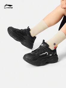 Zapatillas casuales con cordones de espuma de memoria MIA para mujer de Li-Ning, zapatillas de moda clásicas para ir al trabajo, AGCV276 - Negro - Ver 2