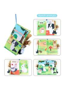 早教婴儿海洋农场动物尾巴布书，抗撕裂皱纹纸，婴儿布书玩具