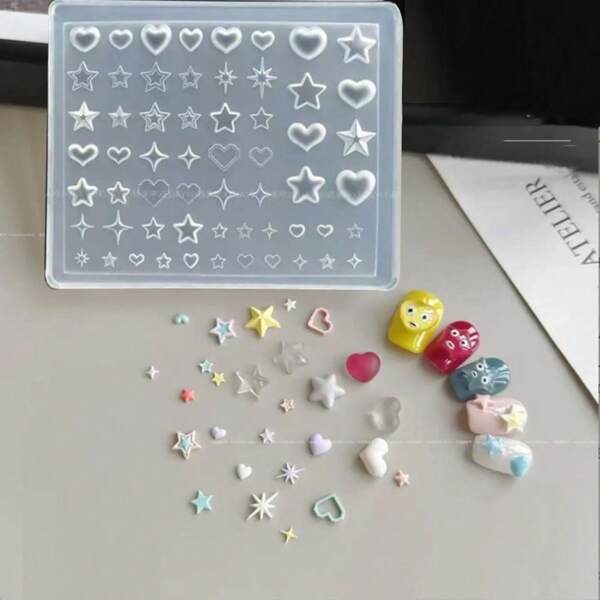 3D Silicone Nail Molds, Ultra-Thin Seashell, Starfish, Heart Shaped Nail Art Decorations, Easy Release Nail AccessoriesChristmas