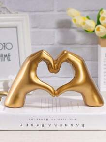 1 pièce Décoration de geste de la main d'amour, sculpture de doigt en forme de cœur, statue d'art moderne personnalisée pour la décoration de la maison, décoration de bureau créative pour mariage, cadeau pour la Saint-Valentin, le Nouvel An, les anniversaires et la remise des diplômes