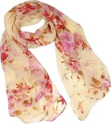 ™   Fashionable Soft Chiffon Scarfhalloween - Floral / Cream Yellow - View 1