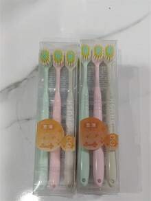 Macaron Toothbrush 4pcs Bamboo Charcoal Fine Soft Bristles Adult Household Big Head Travel Japanese Toothbrush Without Seal Home Bathroom Decor Fall Decor Back To School