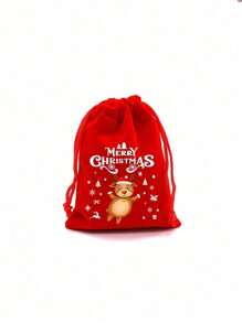 10件套圣诞节和万圣节大号礼品袋，带抽绳封口 - 紅色 - 查看 4