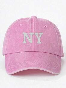 1 件“NY”字母刺绣男女通用棒球帽，适合春夏秋冬户外休闲运动