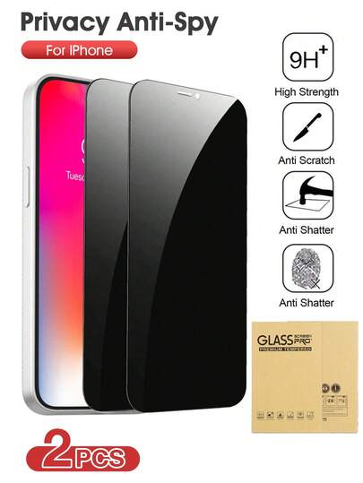 Easypie Selection 2 件 9H 硬度防窥屏幕手机屏幕保护膜钢化膜保护隐私，兼容 Apple Phone X/Xs/XS Max、11/11pro/11 Pro Max、12mini/12/12 Pro/12 Pro Max、13/13mini/13 Pro/13 Pro Max、14/14 Plus/14 Pro/14 Pro Max、15/15Plus/15Pro/15Promax/16/16 Plus/16 Pro/16 Pro Max 屏幕保护必需品，适用于日常防护、办公室、家庭隐私屏幕保护膜手机配件防水防震防摔防摔防刮防指纹全覆盖
