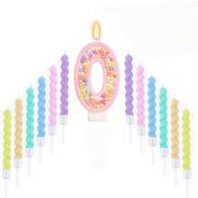 13pc Number 0-9 Digit Birthday Candles,Macaron Style With Glitter Sequins, Suitable For Birthday Party Cake Decoration, Suitable For Anniversary Parties,Suitable Wedding Anniversary , Suitable For Cute Pet Theme Cake Decoration Candles, Cake Decoration Pure Handmade DIY,Preferred Gift - Multicolor - View 9