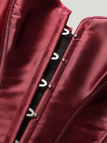 Burgundy Lace-Up Bandeau Women's Fashionable Outerwear, Waist Cincher, Versatile Shaping Top - Burgundy - View 5