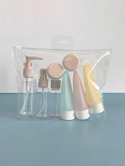 11pcs Travel Cosmetics Bottle Plastic Bottle Lotion Bottle Toner Bottle Spray Bottle Shampoo Bottle