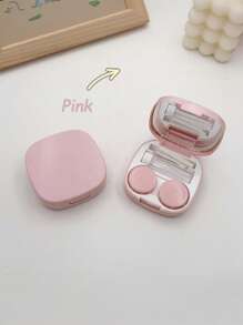 1PC马卡龙隐形眼镜收纳盒简约便携镜伴盒方形隐形眼镜盒DIY纯色隐形眼镜盒适合日常户外使用