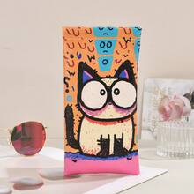 1 hộp đựng kính mắt họa tiết biểu cảm dễ thương, túi đựng kính mắt đa năng bằng da tiện dụng cho cả nam và nữ - A - Xem 10