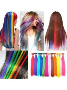 彩虹合成彩色 I-Tip 羽毛隐形接发 50 股头发，50 个接发环，1 个钩针/包合成染发剂彩虹假发彩色 Kanekalon I-Tip 角蛋白融合接发发束，适合女性和儿童 - 礼物、角色扮演、派对、万圣节和圣诞节亮点