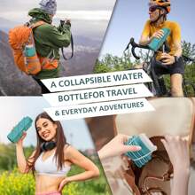 610ml Collapsible Water Bottles Upgrade Foldable Water Bottle  Reusable Lightweight LeakProof Silicone Water Bottles 20.6oz For Travel Gym Hiking Office Camping Outdoor Sport Green,9744237