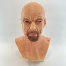Realistic Bald Old Man Mask, Funny Costume Mask, Adult Latex Mask, Cosplay Party Masquerade Prop - Apricot - View 7