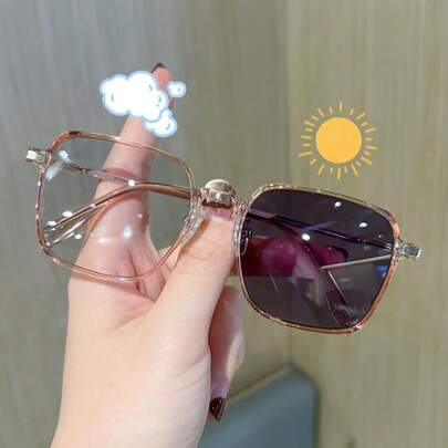Gafas de mujer con lentes fotocromáticas cuadradas de moda que cambian de color - Gafas de montura completa retro con lentes fotocromáticas, ligeras y duraderas, aptas para uso en interiores/exteriores, gafas cuadradas modernas, lentes de alta calidad
