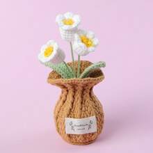 1pc Artificial Crochet Sunflower, Rose, Tulip, Fake Flower, Tabletop Decor, Wall Decor, Artificial Flower, Suitable For Birthday Gift, Anniversary Gift, Mother's Day Gift, Christmas Gift, Event And Home Decor, Valentine's Day Gift