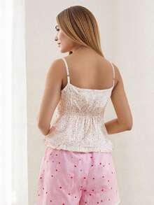 Womenacute;s Summer Casual Camisole Solid/Plaid Sleeveless Deep V Neck Ruffle Hem Sling Vest - Estampado floral rosa - Ver 7