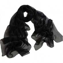 ™   Fashionable Soft Chiffon Scarfhalloween - 純色/黑色 - 查看 1