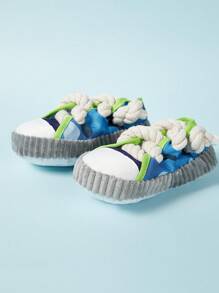 PETSIN 1 件装运动鞋形狗狗咀嚼玩具，带绳结和吱吱球 - 耐用牛津布咀嚼器，适合好斗的咀嚼者，互动吱吱叫声，适合幼犬/成年犬，室内外玩耍 - 查看 4