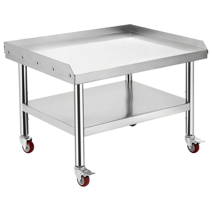 Danolapsi Stainless Stee Grill Stand Table 36"X28"X24" ,1000 Lbs Top Shelf Capacity, 220 Lbs Bottom Shelf Adjustable Legs With 2" Edge Baffle For Hotels,Homes,Commercial Kitchens - Silver - View 1