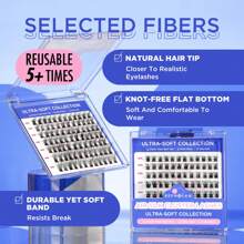 77Pcs Bepholan Lash Clusters, Individual Cluster Lashes, 10-16mm C Curl DIY Eyelash Extension Super Thin Band Resuable Soft Glue Bonded Lash Extensions (PJSD727-84B)