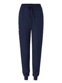 Women's Matte Stretch Jogging Nurse Uniform Scrub Top And Pants Set With Pockets, Breathable Brush Hand Clothing