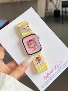 1PC Creative Hat Bear Nylon Braided Strap Compatible With Apple Watch Band S10 42/46mm 49Ultra Adjustable Magnetic Woven Fabric Loop 9 8 7 6SE 5 4 3 2