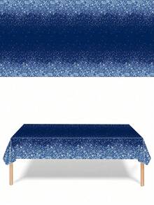 3 件/1 件 137*274 厘米/54*108 英寸一次性派对桌布，蓝色渐变闪光图案桌布，适用于格子主题派对和日常装饰 - 藍色 - 查看 4